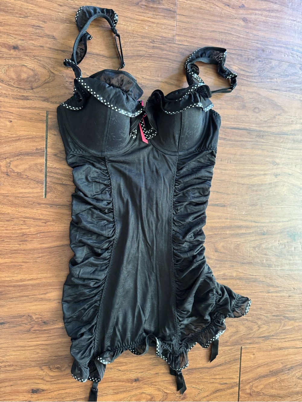 Victoria's Secret Black Ruffle Trim Bodysuit